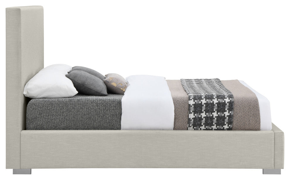 Crosby Linen Upholstered Bed, Beige, Queen