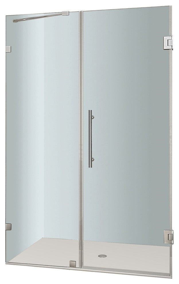 Aston Nautis Completely Frameless Hinged Shower Door, Chrome, 50"x72"