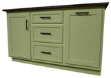 Modern Extra Wide Kitchen Island With Trash Bin Storage, Summer Sage