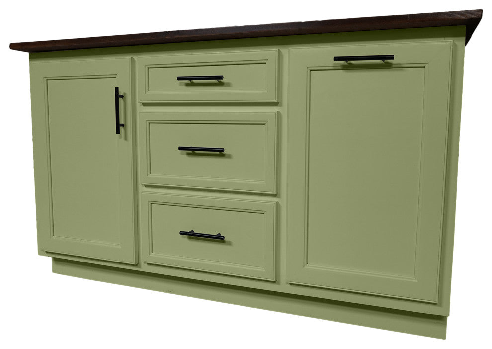 Modern Extra Wide Kitchen Island With Trash Bin Storage, Summer Sage