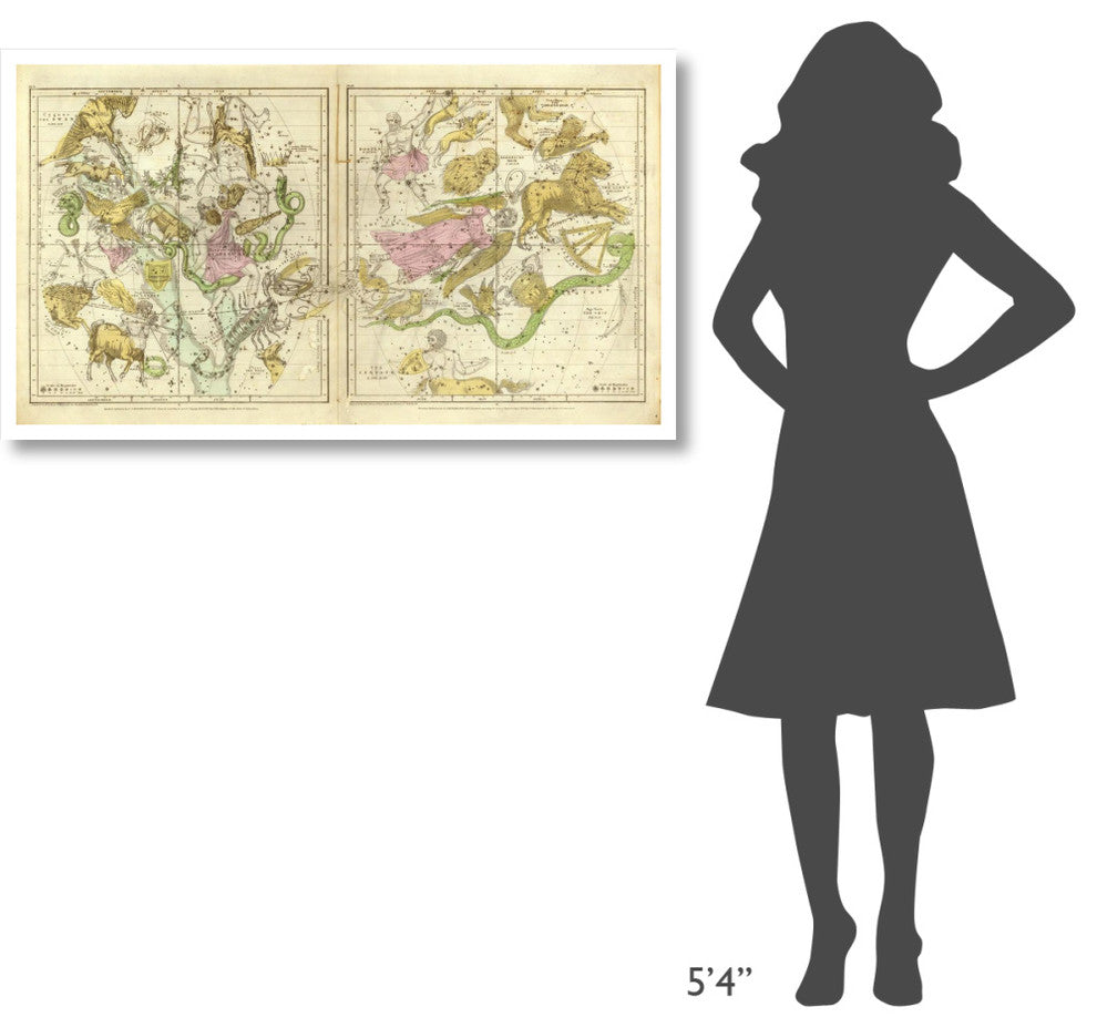 "The Constellations in April - September, 1835" Paper Art, 46"x27"