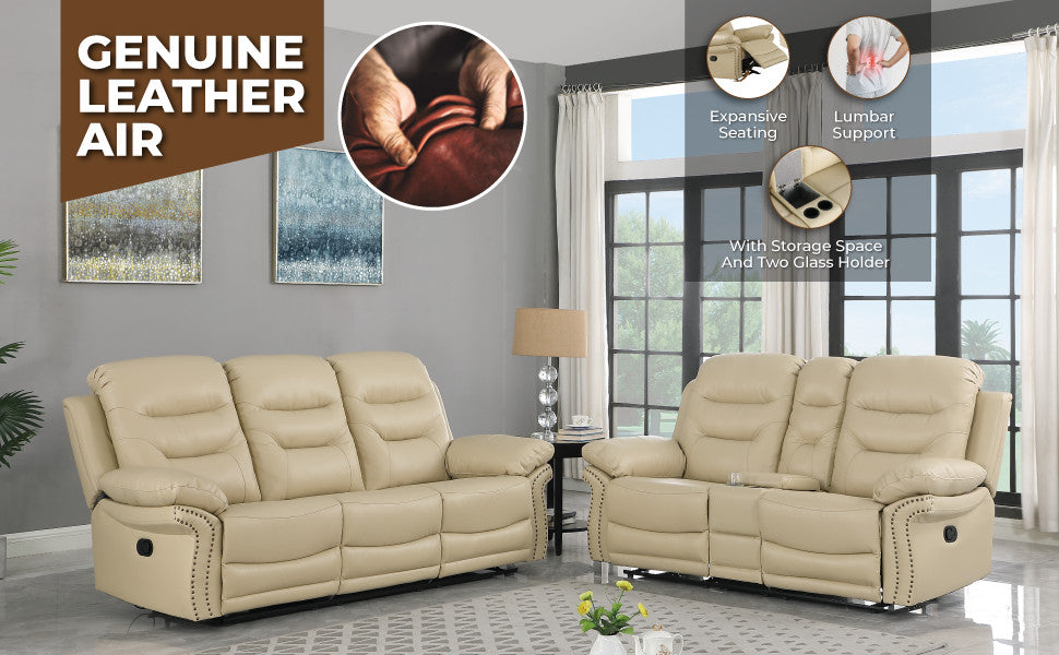 Anders Leather Air Match Recliner Collection Burgundy 2 Piece With Console