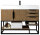 Columbia 48" Single Vanity, Latte Oak, Matte Black, Glossy White Composite Top