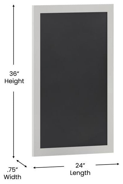 Canterbury Wall Mount Magnetic Chalkboard Sign Set, Solid White, 24" X 36"