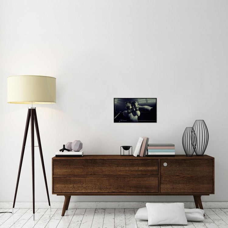 "In The Glare Of The Lights" Framed Canvas Giclee by Adrian Vrican, 23x13"