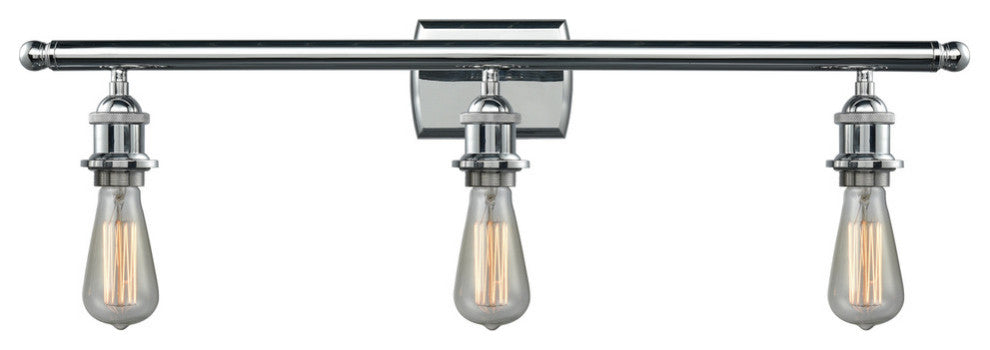 3-Light Dimmable LED Bare Bulb 26" Bath Fixture, Polished Chrome