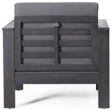 Rabun Outdoor Acacia Wood Club Chairs with Cushions, Dark Gray, Single