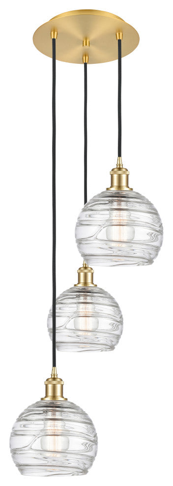 Athens Multi-Pendant, Satin Gold, Clear Deco Swirl