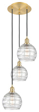 Athens Multi-Pendant, Satin Gold, Clear Deco Swirl
