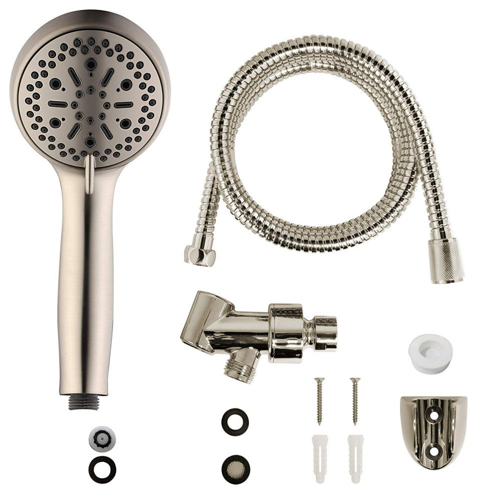 MODONA's 6 Function Massage Hand Shower Set -, Satin Nickel
