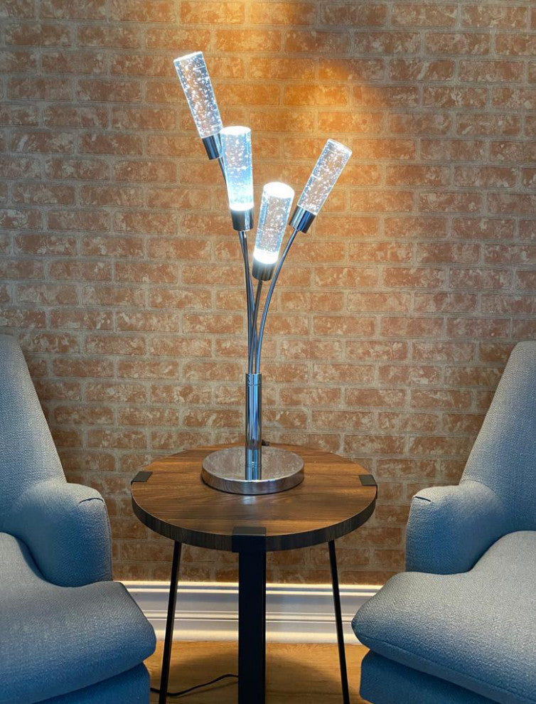 Crystal Cylinders 4 LED Light Chrome Floor Lamp