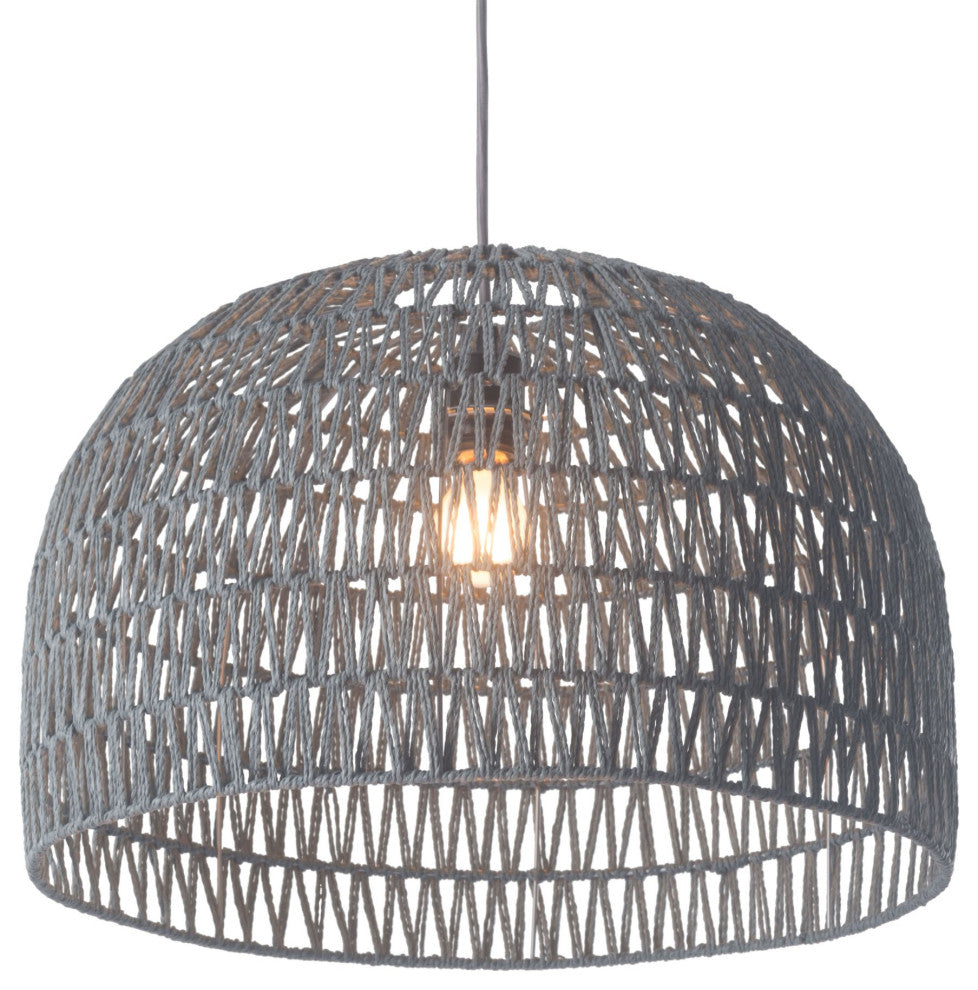 Pendant Ceiling Light Fixture, Steel Metal, Paper, Gray, Lounge Cafe Lobby