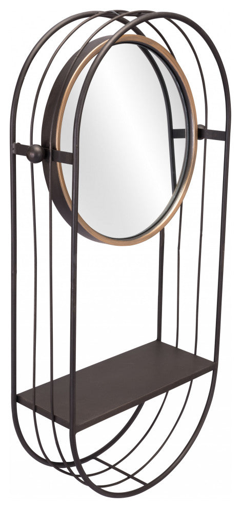 Industrial Gray Mirror Shelf
