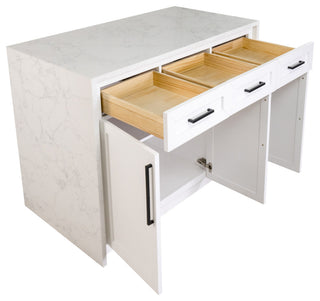 Palisade 48" Kitchen Island, White, Engineered Marble