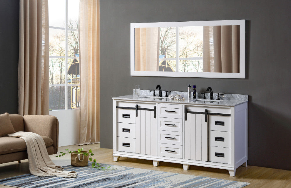 72" Ultimate Chanceton Bath Vanity, White and Mirror