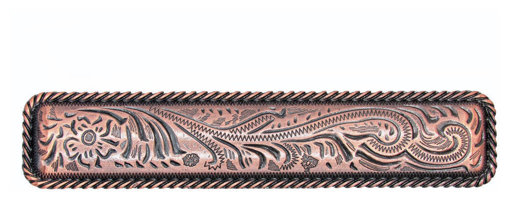 Small Engraved Flower Pull, Satin Copper Ox