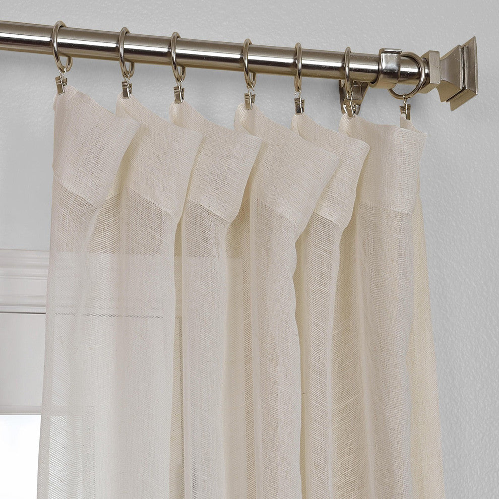 Betsy Rod Pocket Linen Drape, Off-White, 50"x96"