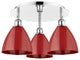 Ballston Dome-3 Light 19" Flush Mount-Polished Chrome, Red Shade