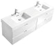 Bliss 80" Double Sink High Gloss White Wall Mount Modern Bath Vanity