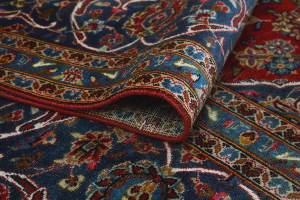Super Vintage Distressed Aariz Red/Navy Rug, 9'9 x 13'10