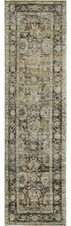 2'X8' Green And Brown Floral Runner Rug