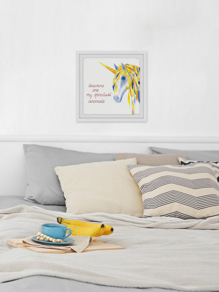 "Unicorns Are Spiritual II" Framed Painting Print, 32"x32"