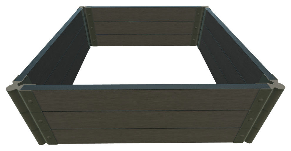 Weathered Wood Raised Garden Bed 4'x4'x16.5", 2" Profile