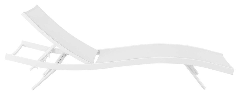 Glimpse Outdoor Patio Mesh Chaise Lounge Chair, White White