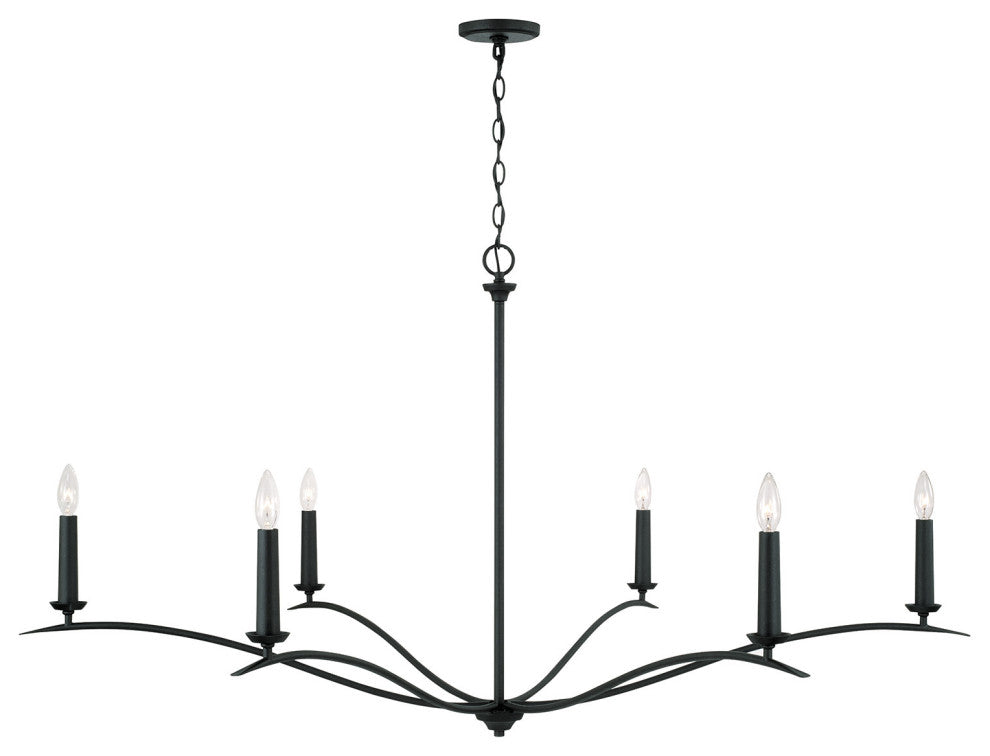 Capital Lighting 450661 Grady 6 Light 57"W Taper Candle Style - Black Iron