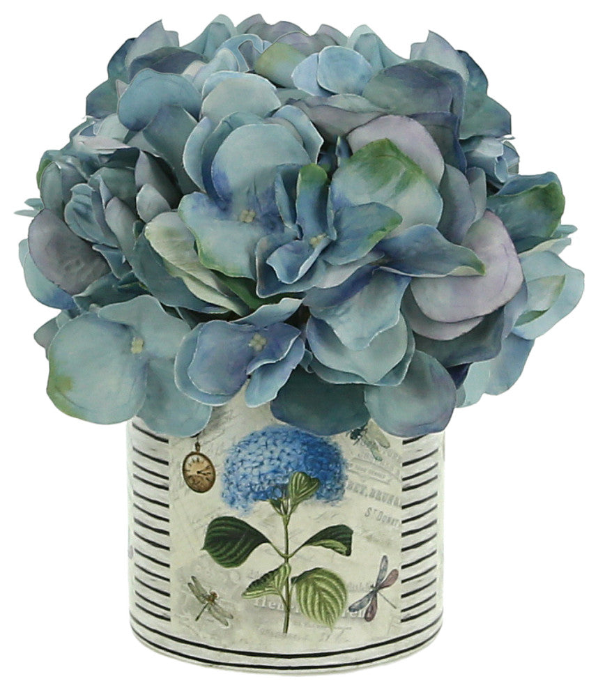 Hydrangea in a Glass Label Vase