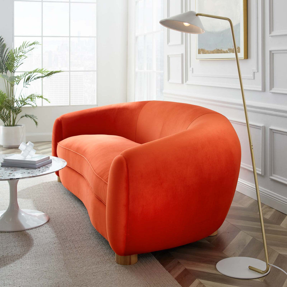Sofa, Velvet, Orange, Modern, Living Lounge Room Hotel Lobby Hospitality