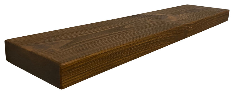 Rustic, Floating Shelf, 2" Thick x 8" Deep, with Mounting, Medium Brown, 48"