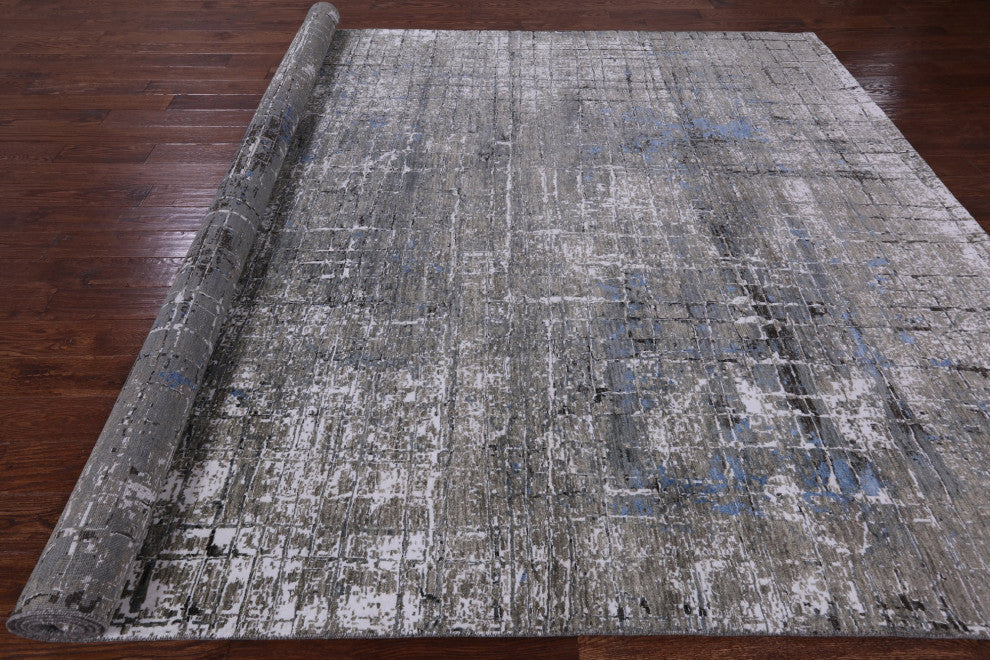 Abstract Handmade Wool and Silk Rug 8' 11" X 12' 1" Q8546