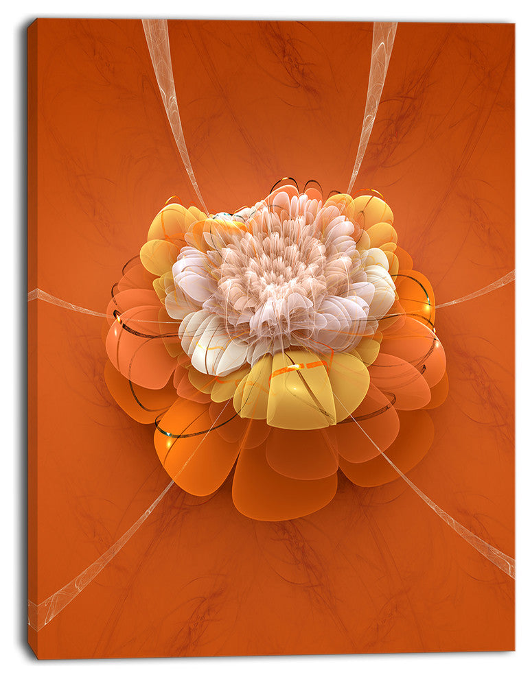 Yellow Blossom Fractal Flower, Flower Artwork on Canvas, 30"x40"