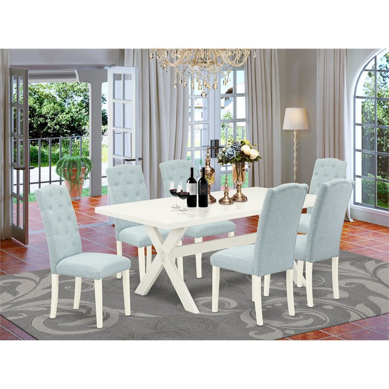 X027Ce215-7, 7-Piece Set, 6 Chairs and Dinette Table Hardwood Frame