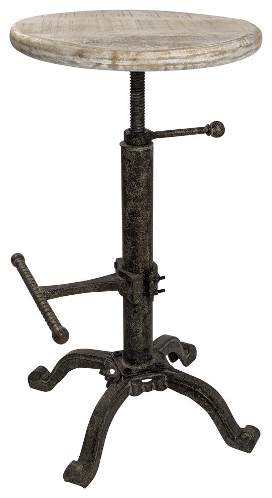 Justin Adjustable Stool, Natural Driftwood/Aged Iron