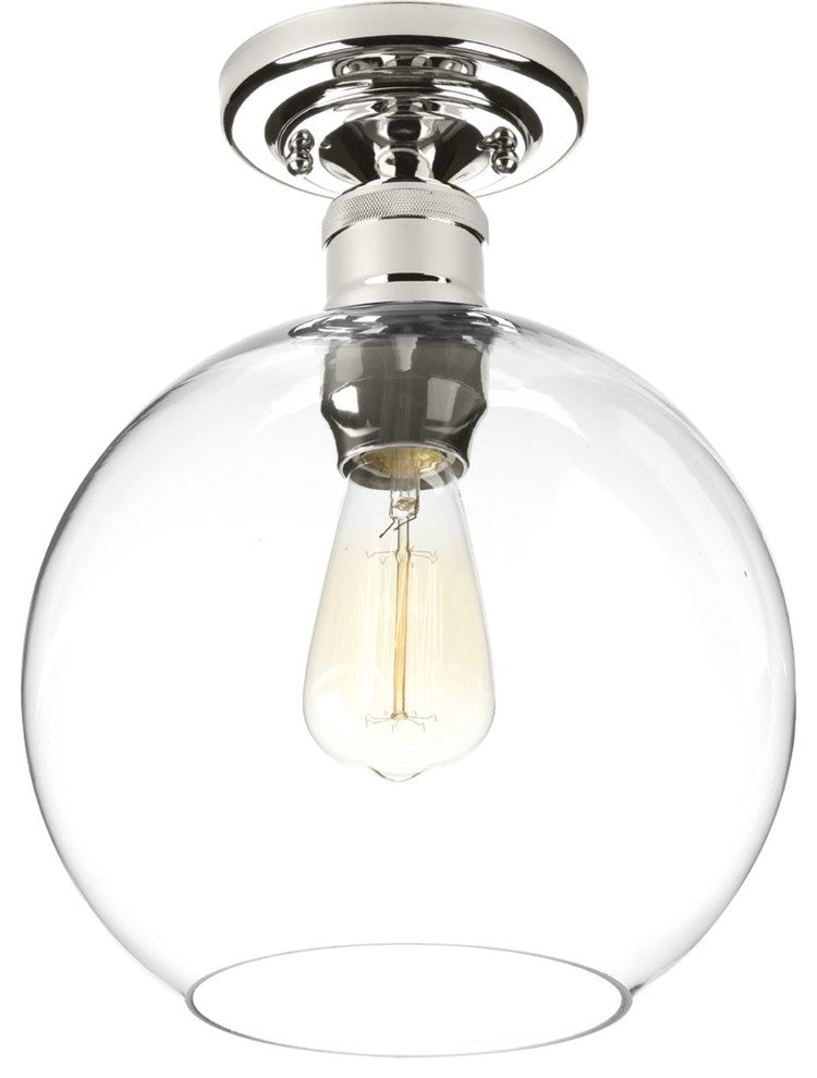 Hansford Collection 1-Light Flush Mount, Polished Nickel