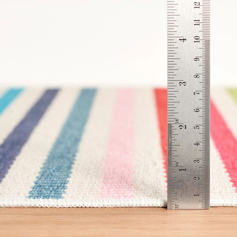 Dash & Albert Rainbow Stripe Multi Machine Washable Rug, Multi, 8' x 10'