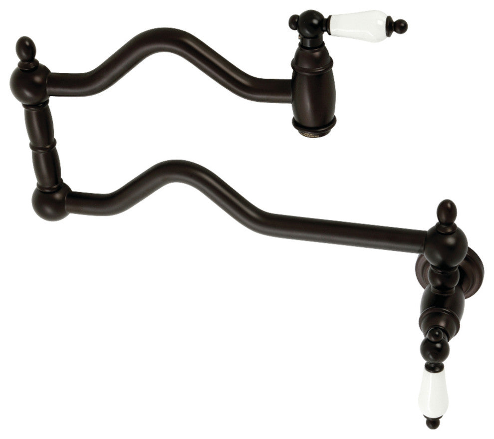 Kingston Brass KS2105PL Heritage Wall Mount Pot Filler, Oil Rubbed Bronze