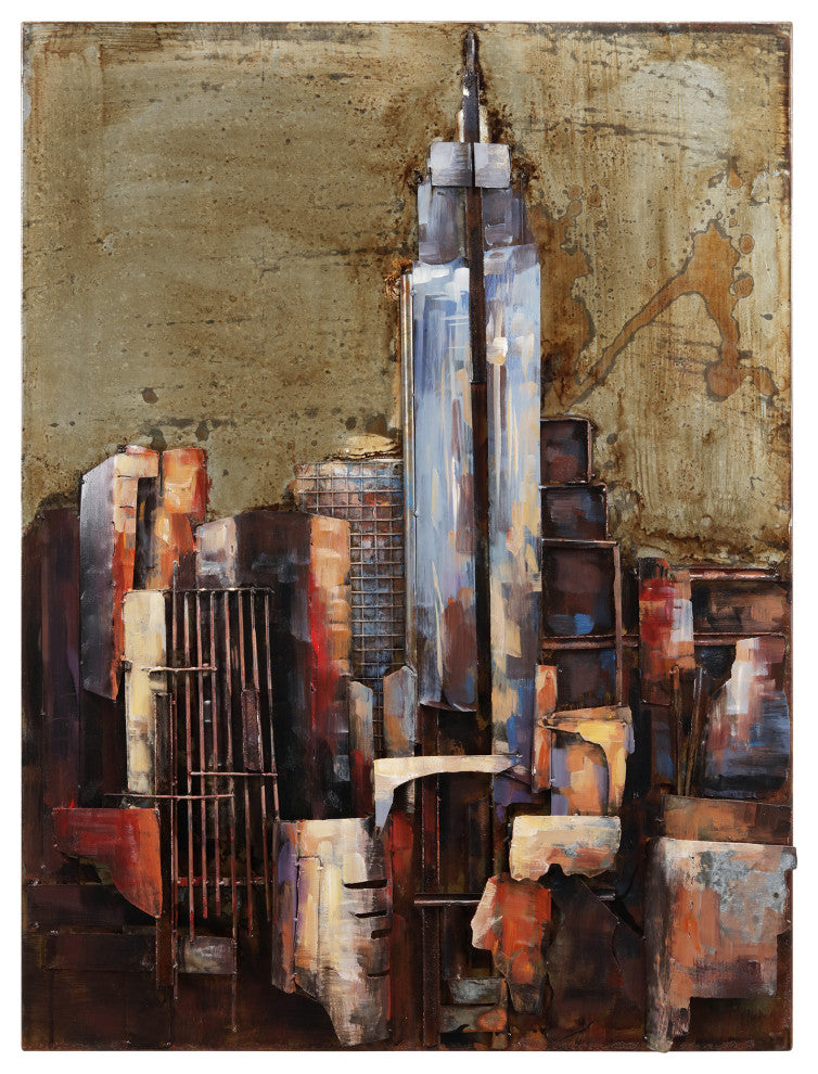 "The Empire State Building" Primo Mixed Media Hand Painted Iron Wall Sculpture