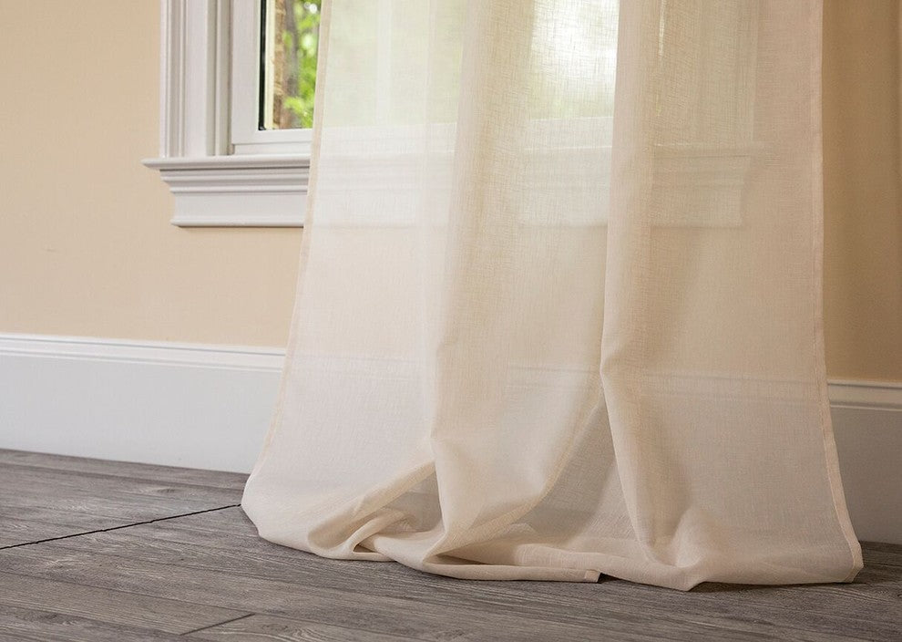 Juliette Crochet Tab Top Sheer Window Panel, Ivory, 52''x108''