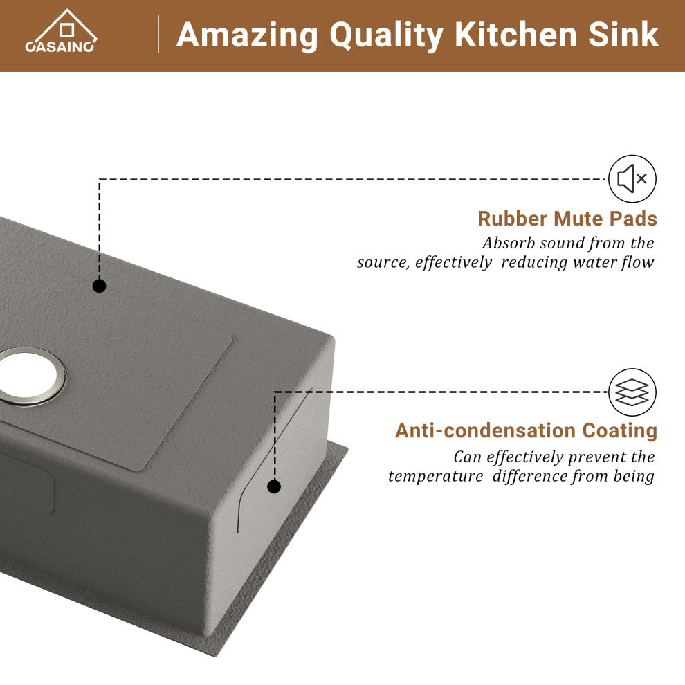 32in Stainless Steel Single Bowl Undermount Workstation Kitchen Sink and Faucet, Brushed Nickel