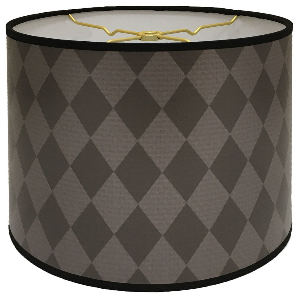 Black and Gray Diamond Pattern Hard Back Lampshade