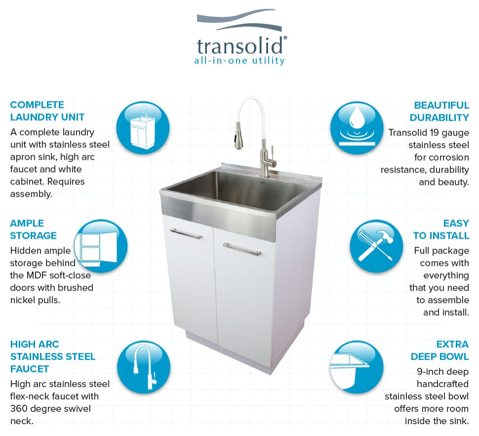 Transolid TCA-2420-M 24-in All-in-One Laundry/Utility Kit, White