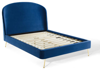 Mira Upholstered Performance Velvet Queen Platform Bed MOD-6131-NAV