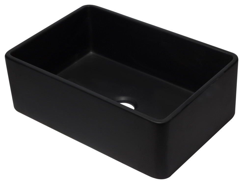 ALFI brand AB3020SB-BM 30 Inch Black Single Fireclay Farmhouse Kitchen Sink