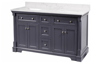 Sydney 60" Bathroom Vanity, Marine Gray, Engineered Marble, Double Sink