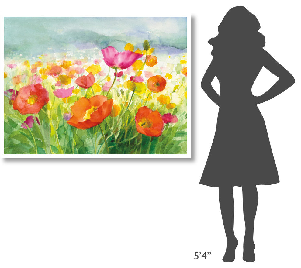"Meadow Poppies" Digital Paper Print by Danhui Nai, 50"x38"