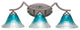 Zilo 3 Light Bath Bar With 7" Teal Crystal Glass