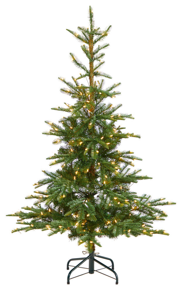 5' Layered Washington Spruce Faux Xmas Tree W/ Clear Lights & Bendable Branches